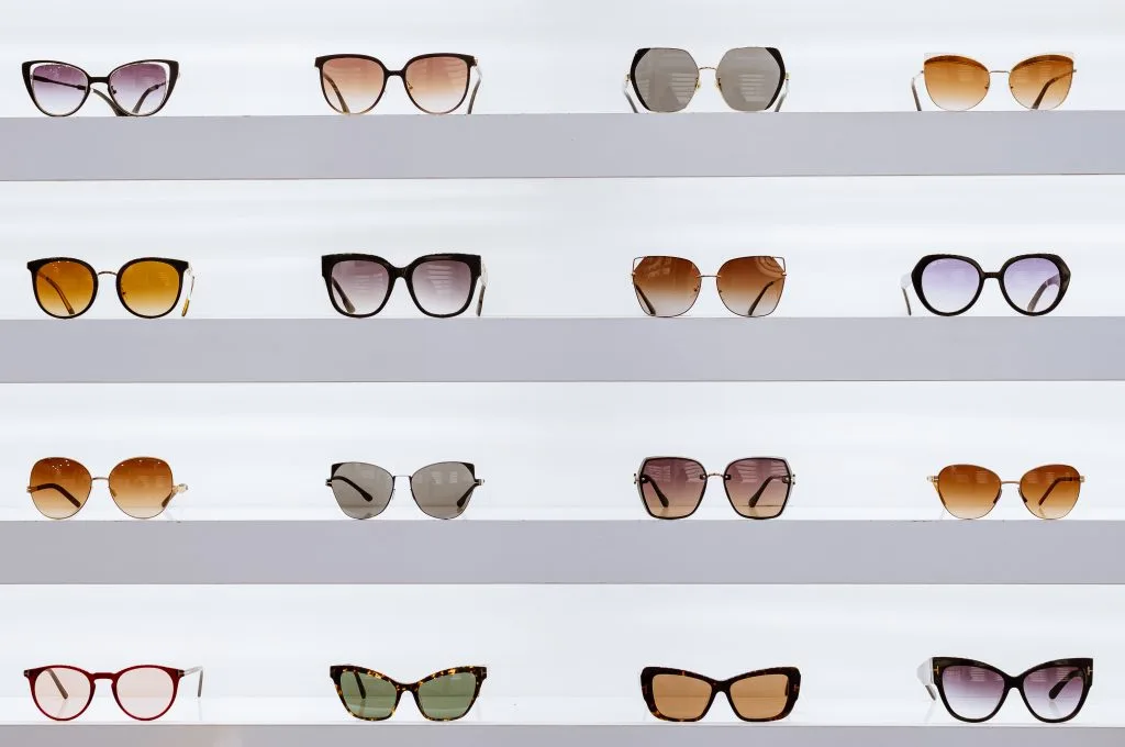 Display of sunglasses